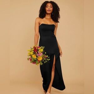 NWOT Vow’d Black Silky Satin Teak Dress Size 2